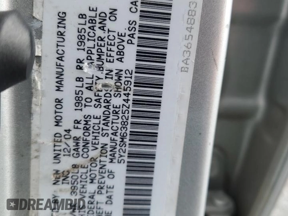 2005 Pontiac Vibe with VIN 5Y2SM63825Z445912, listed as a Copart auction lot 42600995 with 182,673 mi miles and Salvage title. Bid and sale history available at DreamBid. Image 14.
