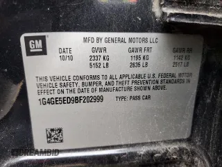 2011 Buick LaCrosse CXS with VIN 1G4GE5ED9BF202999, listed as a Copart auction lot 62631445 with 143,315 mi miles and Clean title. Bid and sale history available at DreamBid. Image 12.