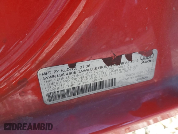2009 Audi A4 Prestige с VIN WAUMF78K39N012624, выставлен на аукционе Copart как лот 67294634 с пробегом 132 451 миль миль и Списание • Salvage title. История ставок и продаж доступна на DreamBid. Изображение 13.