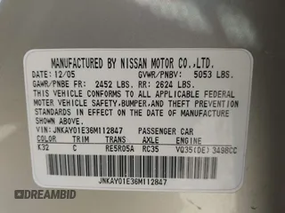 2006 Infiniti M z VIN JNKAY01E36M112847, wystawiony jako IAAI lot #41860679 z przebiegiem 225 101 mil mil oraz . Historia ofert i sprzedaży dostępna na DreamBid. Obrazek 9.