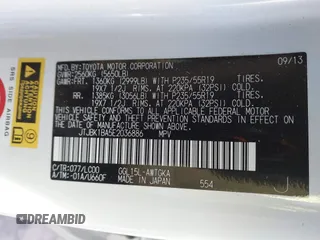 2014 Lexus RX 350 with VIN JTJBK1BA5E2036886, listed as a IAAI auction lot 41645848 with 36,558 mi miles and . Bid and sale history available at DreamBid. Image 9.