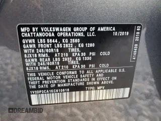 2019 Volkswagen Atlas SE with VIN 1V2DP2CA1KC610616, listed as a Copart auction lot 78749804 with 31,269 mi miles and Salvage title. Bid and sale history available at DreamBid. Image 15.