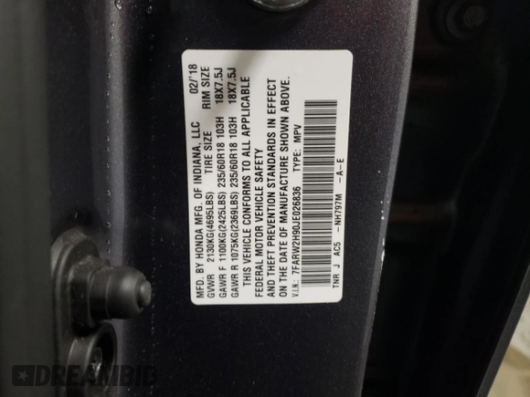 2018 Honda CR-V Touring with VIN 7FARW2H90JE026836, listed as a Copart auction lot 48245575 with 68,181 mi miles and Salvage Title. Bid and sale history available at carsss.com. Image 13.