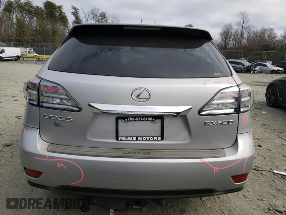 2010 Lexus RX 350 with VIN 2T2BK1BA1AC021974, listed as a Copart auction lot 49097325 with 111,078 mi miles and Salvage Title. Bid and sale history available at DreamBid. Image 6.
