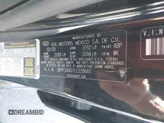 2020 Kia Forte LXS z VIN 3KPF24AD7LE228683, wystawiony jako IAAI lot #41620117 z przebiegiem 105 251 mil mil oraz . Historia ofert i sprzedaży dostępna na DreamBid. Obrazek 9.