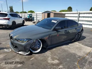 2023 BMW M3 Competition xDrive with VIN WBS43AY08PFN58052, listed as a Copart auction lot 57054885 with 28,675 mi miles and Salvage title. Bid and sale history available at DreamBid. Image 1.