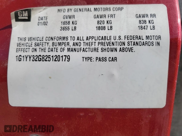 2002 Chevrolet Corvette with VIN 1G1YY32G825120179, listed as a Copart auction lot 84762864 with 138,547 mi miles and Salvage Title. Bid and sale history available at carsss.com. Image 14.