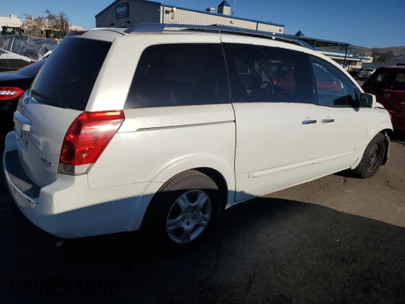2007 Nissan Quest S with VIN 5N1BV28U77N119704, listed as a Copart auction lot 87555095 with 95,210 mi miles and Salvage Title. Bid and sale history available at carsss.com. Image 3.