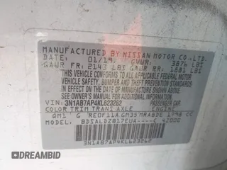 2019 Nissan Sentra SV z VIN 3N1AB7AP4KL623262, wystawiony jako IAAI lot #41697444 z przebiegiem 65 946 mil mil oraz . Historia ofert i sprzedaży dostępna na DreamBid. Obrazek 9.