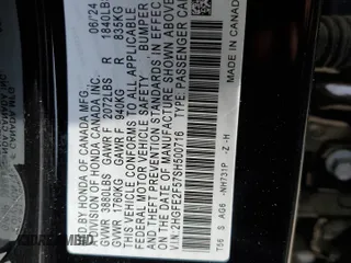 2025 Honda Civic Sedan Sport with VIN 2HGFE2F57SH500716, listed as a Copart auction lot 49150145 with 4,989 mi miles and Salvage Title. Bid and sale history available at carsss.com. Image 12.