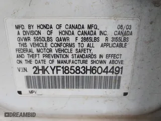 2003 Honda Pilot EX with VIN 2HKYF18583H604491, listed as a IAAI auction lot 41601122 with 342,504 mi miles. Bid and sale history available at carsss.com. Image 9.