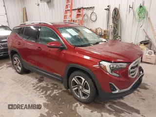 2019 GMC Terrain SLT with VIN 3GKALVEV7KL191858, listed as a IAAI auction lot 41557739 with 114,864 mi miles. Bid and sale history available at carsss.com. Image 1.