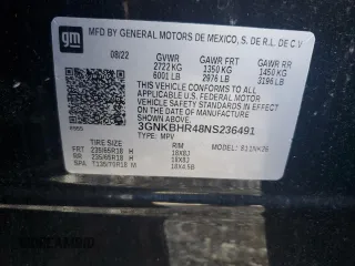 2022 Chevrolet Blazer LT z VIN 3GNKBHR48NS236491, wystawiony jako Copart lot #63805955 z przebiegiem Nie podano mil oraz Szkoda całkowita • Salvage title. Historia ofert i sprzedaży dostępna na DreamBid. Obrazek 13.