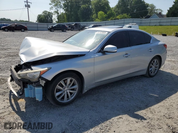 2015 Infiniti Q50 with VIN JN1BV7AR1FM391129, listed as a Copart auction lot 55142665 with 200,444 mi miles and Salvage title. Bid and sale history available at DreamBid. Image 1.