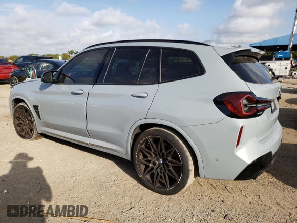 2022 BMW X3 M z VIN 5YM13EC01N9L57914, wystawiony jako Copart lot #38498483 z przebiegiem 17 261 mil mil oraz Szkoda całkowita • Salvage title. Historia ofert i sprzedaży dostępna na DreamBid. Obrazek 2.