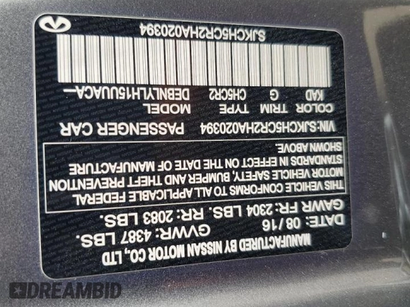 2017 Infiniti QX30 Luxury z VIN SJKCH5CR2HA020394, wystawiony jako Copart lot #44403755 z przebiegiem 85 179 mil mil oraz Szkoda całkowita • Salvage title. Historia ofert i sprzedaży dostępna na DreamBid. Obrazek 12.