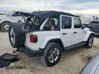 2018 Jeep Wrangler Unlimited Sahara with VIN 1C4HJXEG4JW149315, listed as a Copart auction lot 77314714 with Not provided miles and Salvage title. Bid and sale history available at DreamBid. Image 3.