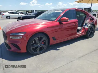 2022 Genesis G70 3.3T with VIN KMTG54TE8NU083354, listed as a Copart auction lot 67555174 with 15,423 mi miles and Salvage Title. Bid and sale history available at carsss.com. Image 1.