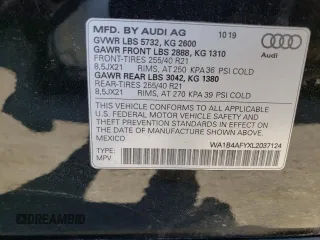 2020 Audi SQ5 Premium Plus with VIN WA1B4AFYXL2037124, listed as a Copart auction lot 45474703 with 17,609 mi miles. Bid and sale history available at carsss.com. Image 13.