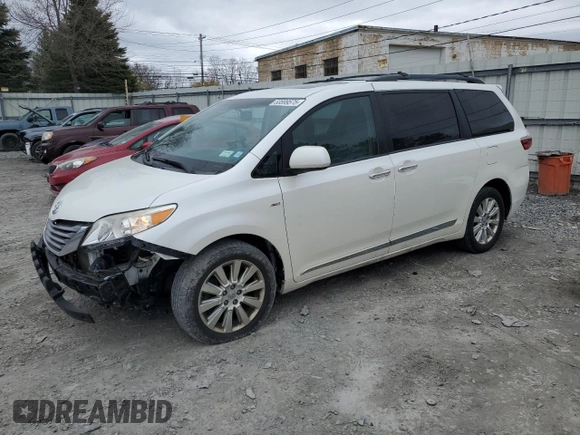 2016 Toyota Sienna Ltd with VIN 5TDDK3DC0GS138484, listed as a Copart auction lot 53599575 with 104,218 mi miles and Salvage Title. Bid and sale history available at carsss.com. Image 1.