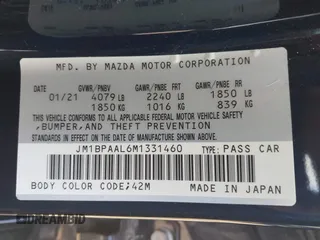 2021 Mazda 3 S z VIN JM1BPAAL6M1331460, wystawiony jako IAAI lot #42197743 z przebiegiem 53 972 mil mil oraz . Historia ofert i sprzedaży dostępna na DreamBid. Obrazek 9.