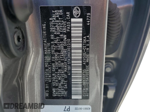 2017 Toyota Camry XLE z VIN 4T1BF1FK3HU302310, wystawiony jako Copart lot #57346605 z przebiegiem 154 422 mil mil oraz Szkoda całkowita • Salvage title. Historia ofert i sprzedaży dostępna na DreamBid. Obrazek 13.