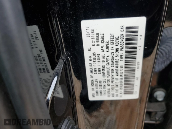 2018 Acura TLX w/A-SPEC Pkg with VIN 19UUB2F68JA007780, listed as a Copart auction lot 55611915 with 47,840 mi miles and Salvage title. Bid and sale history available at DreamBid. Image 12.