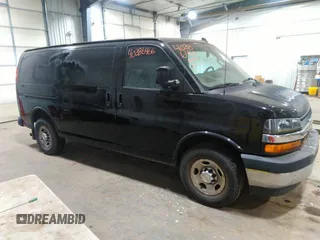 2018 Chevrolet Express Cargo Van with VIN 1GCWGAFP5J1185884, listed as a IAAI auction lot 40386466 with 1 mi miles. Bid and sale history available at carsss.com. Image 1.
