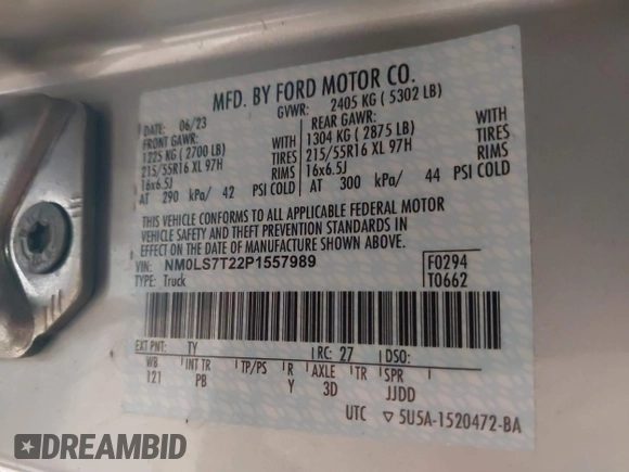 2023 Ford Transit Connect XLT с VIN NM0LS7T22P1557989, выставлен на аукционе IAAI как лот 41606146 с пробегом 6 554 миль миль и . История ставок и продаж доступна на DreamBid. Изображение 8.