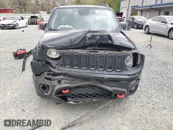2018 Jeep Renegade Trailhawk with VIN ZACCJBCB3JPH19015, listed as a Copart auction lot 51107615 with 57,517 mi miles and Salvage title. Bid and sale history available at DreamBid. Image 5.