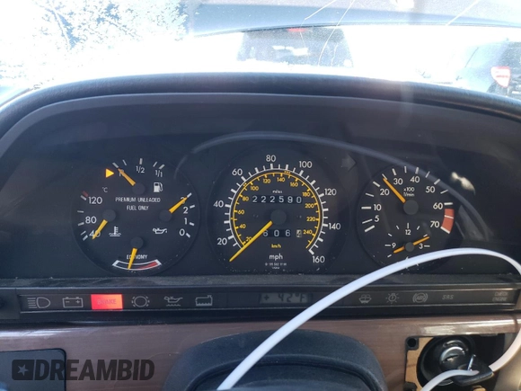 1990 Mercedes-Benz 300 with VIN WDBCA25D8LA523894, listed as a Copart auction lot 83338504 with 222,590 mi miles and Clean Title. Bid and sale history available at DreamBid. Image 9.
