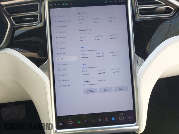 2017 Tesla Model S 100D with VIN 5YJSA1E29HF193543, listed as a IAAI auction lot 41903052 with 120,239 mi miles. Bid and sale history available at carsss.com. Image 7.