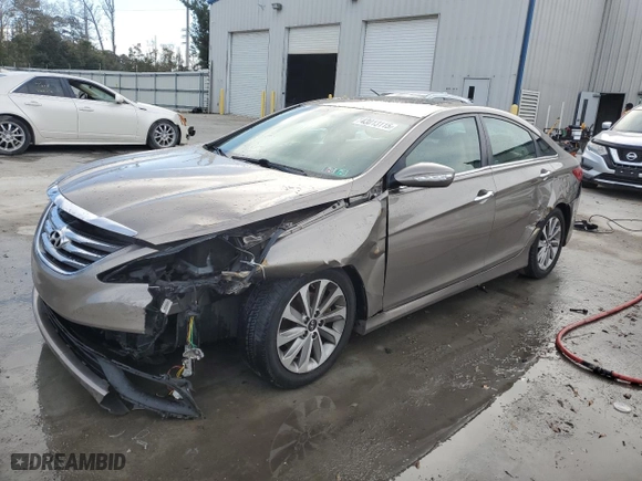 2014 Hyundai Sonata SE with VIN 5NPEC4AC6EH831591, listed as a Copart auction lot 43013115 with 143,327 mi miles and Salvage Title. Bid and sale history available at carsss.com. Image 1.