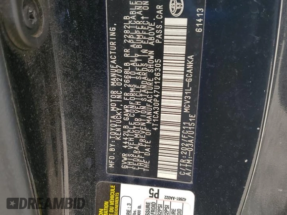 2007 Toyota Solara SE z VIN 4T1CA30P47U126305, wystawiony jako Copart lot #53914885 z przebiegiem 339 310 mil mil oraz Szkoda całkowita • Salvage title. Historia ofert i sprzedaży dostępna na DreamBid. Obrazek 12.