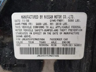 2007 Infiniti M x z VIN JNKAY01F57M457484, wystawiony jako IAAI lot #42181988 z przebiegiem 165 336 mil mil oraz . Historia ofert i sprzedaży dostępna na DreamBid. Obrazek 9.