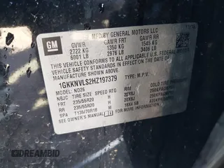 2017 GMC Acadia SLT with VIN 1GKKNVLS2HZ197379, listed as a IAAI auction lot 41684982 with 134,531 mi miles. Bid and sale history available at carsss.com. Image 9.