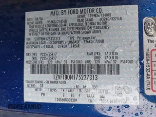 2007 Ford Mustang Deluxe with VIN 1ZVFT80N175237313, listed as a IAAI auction lot 42363986 with 80,572 mi miles and . Bid and sale history available at DreamBid. Image 9.
