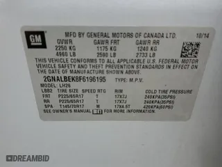 2015 Chevrolet Equinox LT with VIN 2GNALBEK8F6196195, listed as a Copart auction lot 52871065 with 227,050 mi miles and Clean Title. Bid and sale history available at carsss.com. Image 13.
