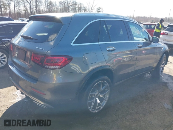 2020 Mercedes-Benz GLC with VIN WDC0G8EB3LF695087, listed as a IAAI auction lot 41588957 with 53,355 mi miles. Bid and sale history available at carsss.com. Image 4.