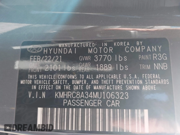2021 Hyundai Venue SEL with VIN KMHRC8A34MU106323, listed as a IAAI auction lot 41645311 with 94,312 mi miles and . Bid and sale history available at carsss.com. Image 9.