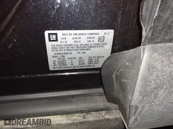 2023 Buick Encore GX Select with VIN KL4MMDS23PB051318, listed as a IAAI auction lot 41934700 with Not provided miles and . Bid and sale history available at DreamBid. Image 9.