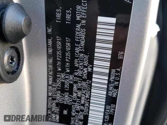2021 Toyota Sienna XLE with VIN 5TDYSKFC1MS017712, listed as a Copart auction lot 42992415 with 47,600 mi miles and Salvage Title. Bid and sale history available at carsss.com. Image 13.