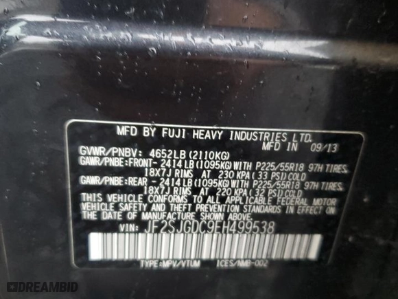2014 Subaru Forester 2.0XT Premium with VIN JF2SJGDC9EH499538, listed as a Copart auction lot 84694014 with 128,547 mi miles and Salvage Title. Bid and sale history available at carsss.com. Image 13.