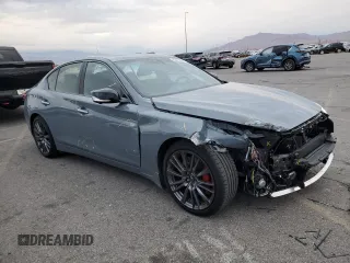 2024 Infiniti Q50 Red Sport 400 with VIN JN1FV7DPXRM660535, listed as a Copart auction lot 82416994 with 2,822 mi miles and Salvage Title. Bid and sale history available at DreamBid. Image 4.