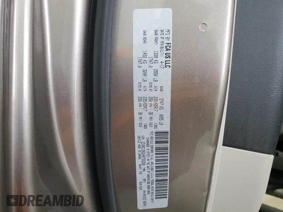 2017 Chrysler Pacifica Touring L with VIN 2C4RC1BG2HR752220, listed as a Copart auction lot 52974835 with 152,239 mi miles and Salvage Title. Bid and sale history available at DreamBid. Image 15.