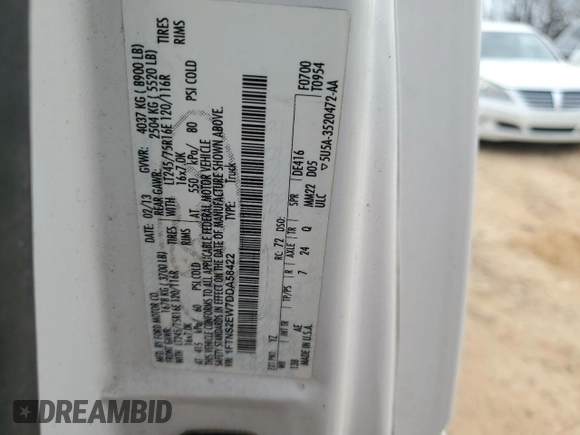 2013 Ford Econoline Cargo Commercial with VIN 1FTNS2EW7DDA58422, listed as a Copart auction lot 48943125 with Not Provided miles and Salvage Title. Bid and sale history available at carsss.com. Image 13.