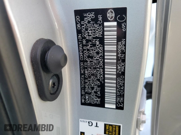2021 Toyota Prius L Eco with VIN JTDKAMFUXM3130587, listed as a Copart auction lot 53167245 with 11,560 mi miles and Salvage title. Bid and sale history available at DreamBid. Image 12.
