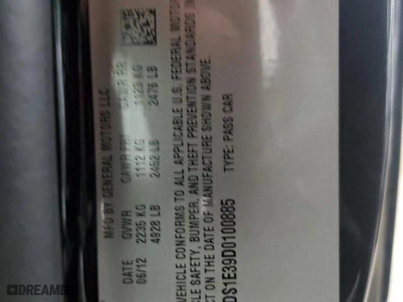 2013 Cadillac CTS Coupe Premium with VIN 1G6DS1E39D0100885, listed as a Copart auction lot 43530745 with 121,045 mi miles and Salvage Title. Bid and sale history available at carsss.com. Image 13.