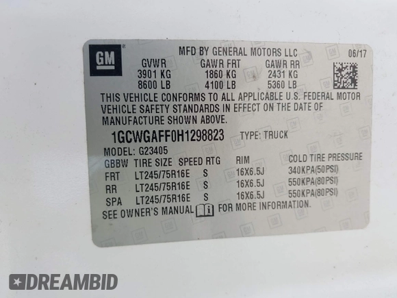 2017 Chevrolet Express Cargo z VIN 1GCWGAFF0H1298823, wystawiony jako IAAI lot #41933843 z przebiegiem 75 213 mil mil oraz . Historia ofert i sprzedaży dostępna na DreamBid. Obrazek 9.