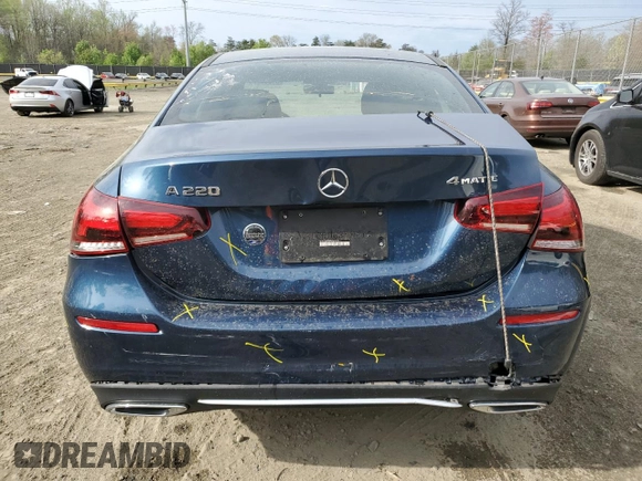 2022 Mercedes-Benz A 220 with VIN W1K3G4FBXNJ369674, listed as a Copart auction lot 51852775 with 22,451 mi miles and Salvage title. Bid and sale history available at DreamBid. Image 6.